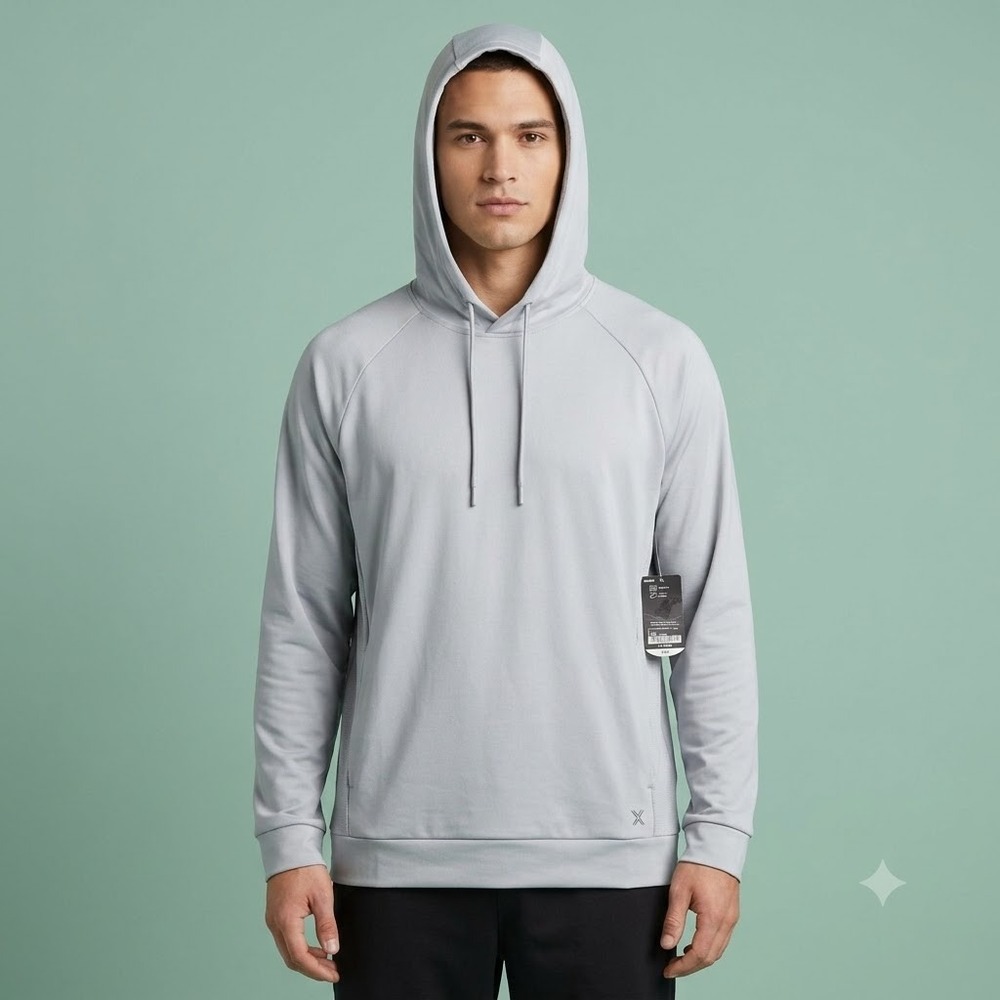 Xersion Studio Hoodie Men's XL Pearl Silver Quick-Dri Stretch NWT
